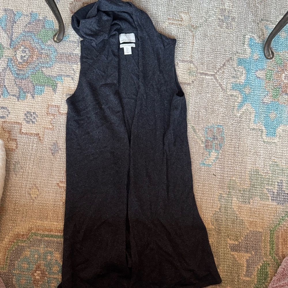 Cynthia Rowley 100% Cashmere Hooded Sleeveless Cardigan